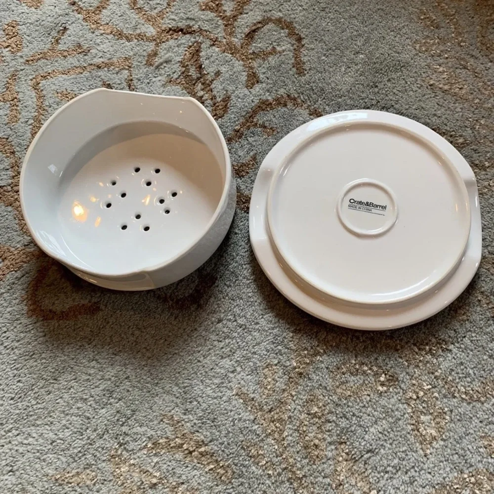 Crate & Barrel White Dome Butter/Cheese Dish